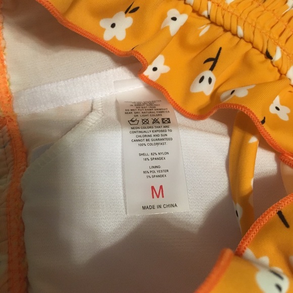 Aleumdr 2 Piece Swimsuit • Orange Floral • Straps - Picture 7 of 8